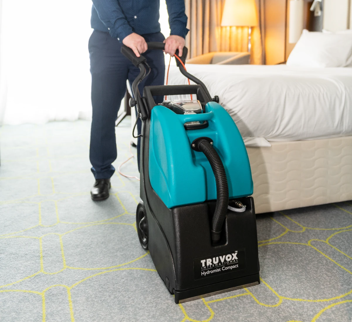 truvox hydromist compact in use in hotel room